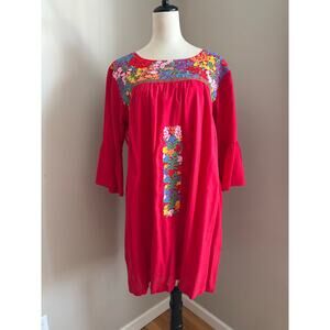 J. Marie Embroidered Red Floral Dress – Size M